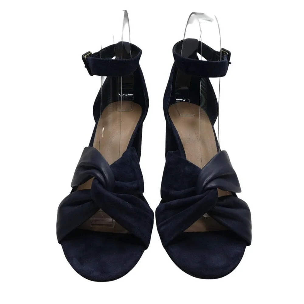 Diane von Furstenberg Pasedena Block Heel Sandals‎ Women 7.5M Navy Suede Twist